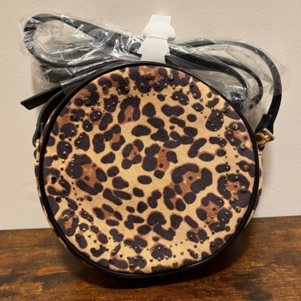 INC International Concepts Leopard Print Round Crossbody Bag - Brown & Black